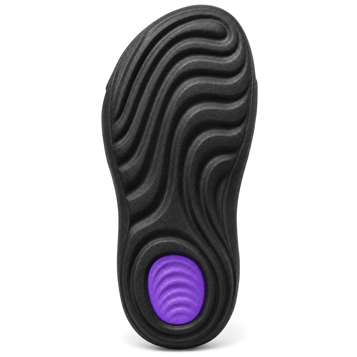 Vantley Cloud Slides in Black Purple — outsole tread pattern